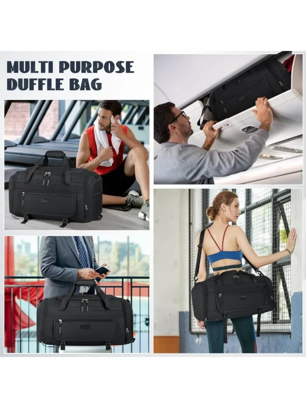 40L Sports Gym Duffel Bag with Shoe Compartment & Wet Pocket - Water Resistant